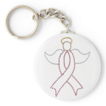 Pink Ribbon Angel Key Chains