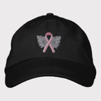 Pink Ribbon Angel Wings Logo Breast Cancer embroidered hats