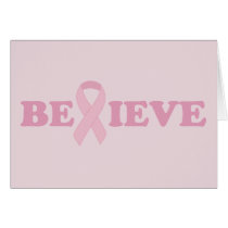 Pink Ribbon Believe Greeting Card