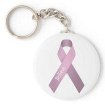 Pink Ribbon "Believe" Keychain