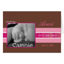 Pink Ribbon Birth Announcement Cards