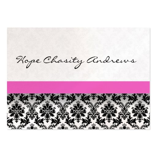 Pink Ribbon Black and White Damask Floral - Business Cards (back side)