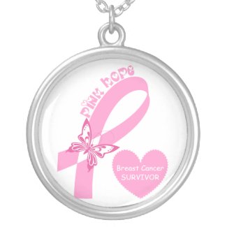 Pink Ribbon Breast cancer awareness custom pendant
