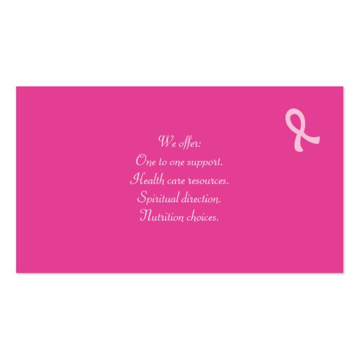 Pink Ribbon Breast Cancer Business Card (back side)