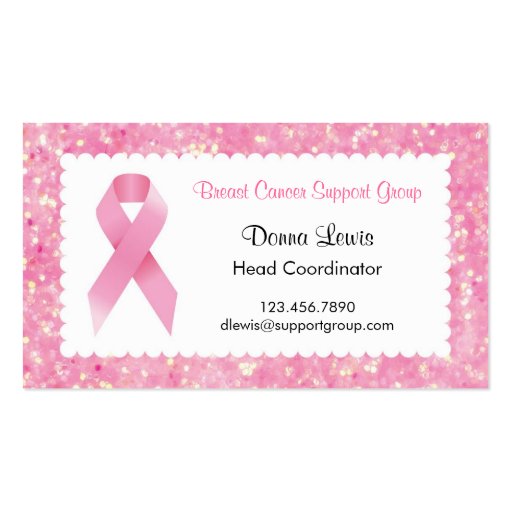 Pink Ribbon Breast Cancer Business Card (front side)