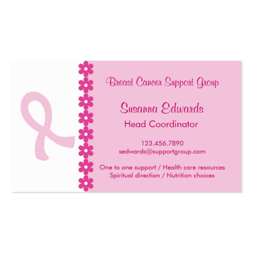Pink Ribbon Breast Cancer Business Card (front side)