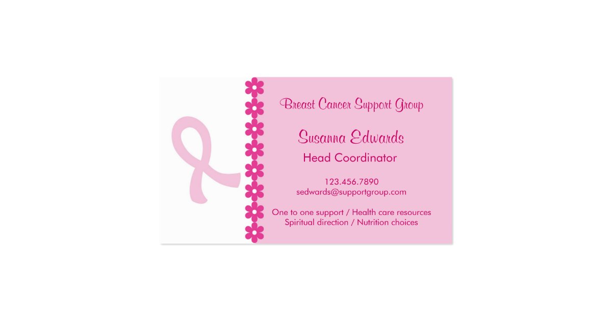 Pink Ribbon Breast Cancer Business Card Zazzle