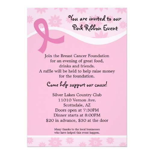 Pink Ribbon Breast Cancer Event Invitation