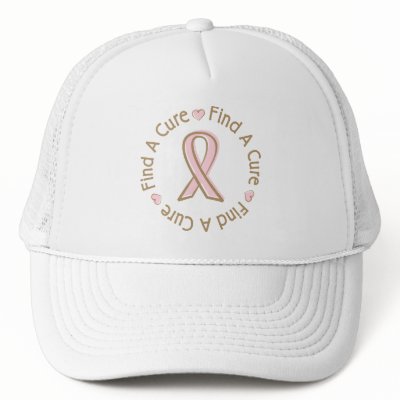 Pink Ribbon Breast Cancer Find A Cure Trucker Hats by TeeShirtsTShirts