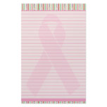 Pink Ribbon Breast Cancer Lined Stationery Paper