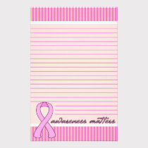 Pink Ribbon Breast Cancer Lined stationery