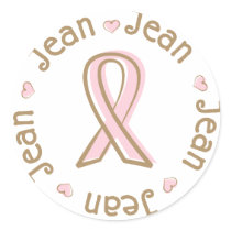 Pink Ribbon Breast Cancer Name Jean stickers