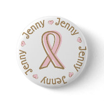 Pink Ribbon Breast Cancer Name Jenny buttons