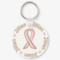 Pink Ribbon Breast Cancer Name Jillian keychains