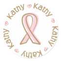 Pink Ribbon Breast Cancer Name Kathy stickers by TeeShirtsTShirts Pink Ribbon Breast Cancer Name Kathy stickers