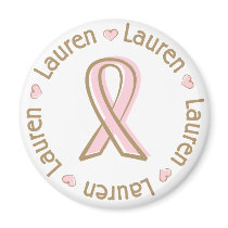 Pink Ribbon Breast Cancer Name Lauren magnets