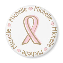 Pink Ribbon Breast Cancer Name Michelle magnets