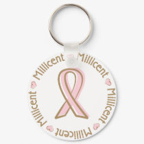 Pink Ribbon Breast Cancer Name Millicent keychains