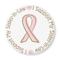 Pink Ribbon Breast Cancer Support Sister In Law magnets by TeeShirtsTShirts Pink Ribbon Breast Cancer Support Sister In Law magnets