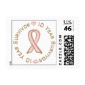 Pink Ribbon Breast Cancer Survivor 10 Years stamp