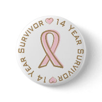 Pink Ribbon Breast Cancer Survivor 14 Years buttons