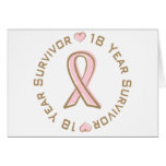 Pink Ribbon Breast Cancer Survivor 18 Years Cards