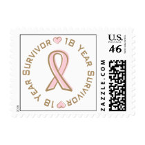 Pink Ribbon Breast Cancer Survivor 18 Years postage