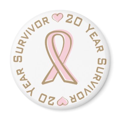 Pink Ribbon Breast Cancer Survivor 20 Years Magnet by TeeShirtsTShirts