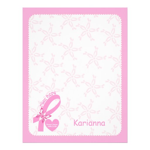 Pink Ribbon Breast cancer survivor &amp; pink border Letterhead Template ...