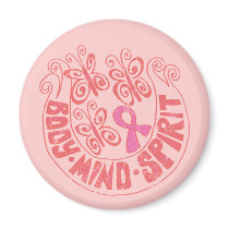 Pink Ribbon Butterflies Body Mind Spirit magnets