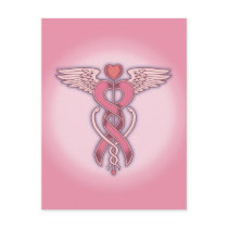 Pink Ribbon Caduceus Postcards