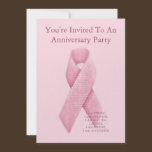 Pink Ribbon Cancer Free Anniversary Invitation invitations