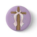 Pink Ribbon Christian Cross Design buttons