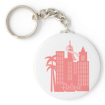 Pink Ribbon Cityscape keychains
