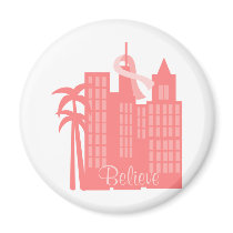 Pink Ribbon Cityscape magnets