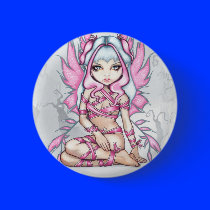"Pink Ribbon Fairy" Button