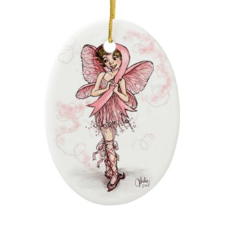 Pink Ribbon Fairy ornament