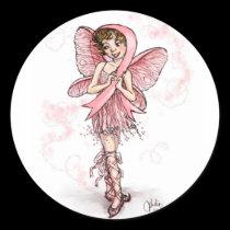 Pink Ribbon Fairy stickers