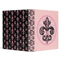 Pink Ribbon Fleur de lis binders by Fleurishes Pink Ribbon Fleur de lis binders