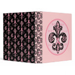 Pink Ribbon Fleur de lis binders
