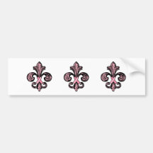 Pink Ribbon Fleur de lis Bumper Stickers
