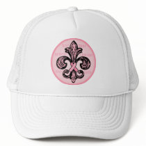 Pink Ribbon Fleur de lis Hats