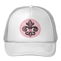 Pink Ribbon Fleur de lis Hats