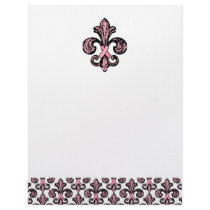 Pink Ribbon Fleur de lis Letterhead Template