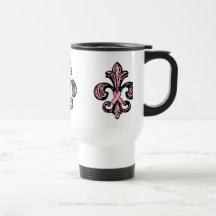 Pink Ribbon Fleur de lis Mug