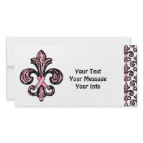 Pink Ribbon Fleur de lis Photo Greeting Card