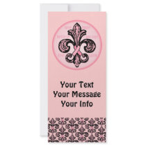 Pink Ribbon Fleur de lis Personalized Rack Card