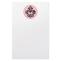 Pink Ribbon Fleur de lis stationery