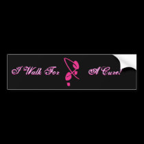 Pink Ribbon Footprints I Walk For A Cure bumper stickers