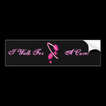 Pink Ribbon Footprints I Walk For A Cure bumper stickers